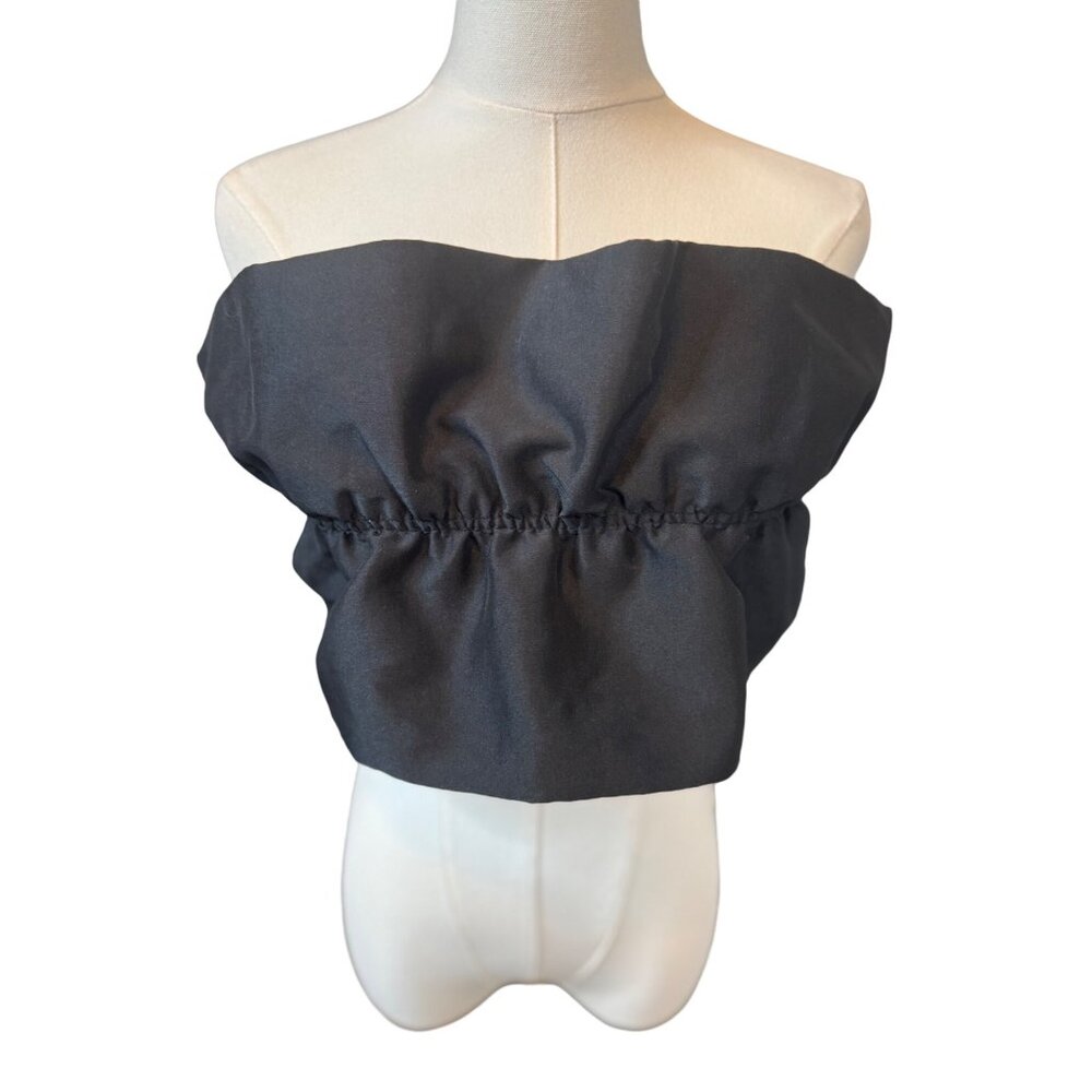 2/$30 Zara Small Black Off-Shoulder Crop Top With Ruching
